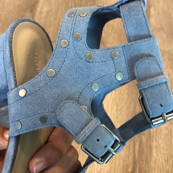 Blue Suede Saks Fifth Avenue 3 inch sandal - Picture 6 of 8